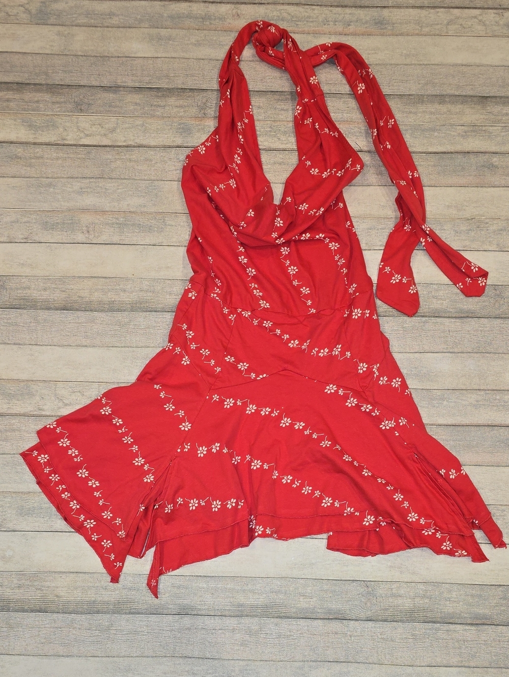 Free People Electric Day Dark Pink Floral Halter Mini Summer Dress 100% Cotton